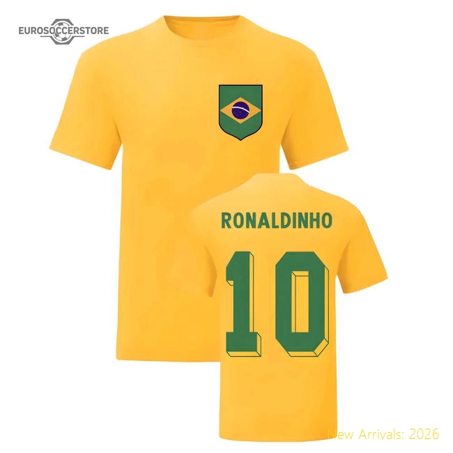 Ronaldinho Brazil National Hero Tee\'s (Yellow)-Football Jersey Hub