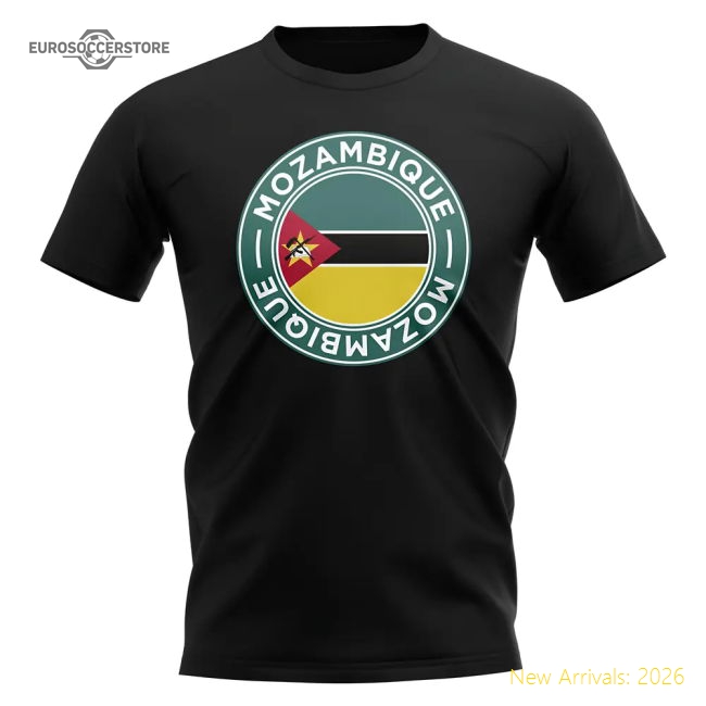 Mozambique Football Badge T-Shirt (Black)-Football Jersey Hub