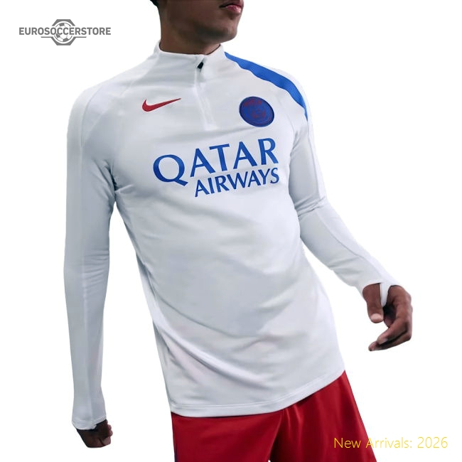 2025-2026 PSG Strike Dri-Fit Drill Top (White)-Football Jersey Hub