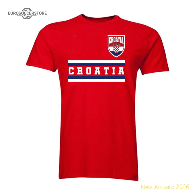 Croatia Core Football Country T-Shirt (Red)-Football Jersey Hub