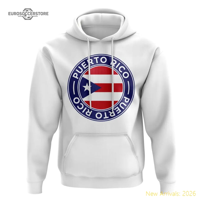 Puerto Rico Football Badge Hoodie (White)-Football Jersey Hub