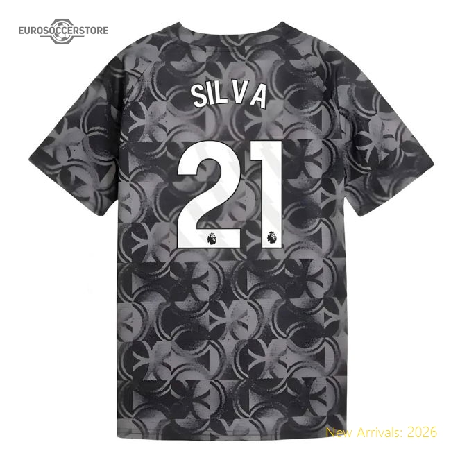 2025-2026 Man City Warm Up Jersey (Black) - Kids (Silva 21)-Football Jersey Hub