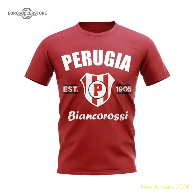 Perugia Established Football T-Shirt (Red)-Football Jersey Hub