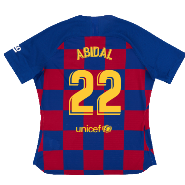 Barcelona 2019-20 Womens Home Shirt (Vaporkit) ((Excellent) S) (ABIDAL 22)-Football Jersey Hub