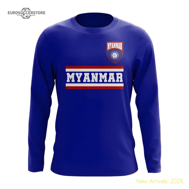 Myanmar Core Football Country Long Sleeve T-Shirt (Royal)-Football Jersey Hub