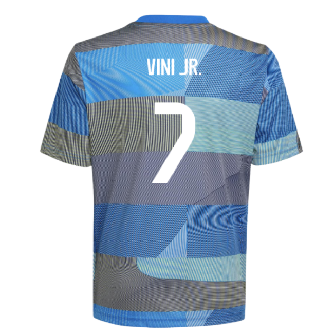 2025-2026 Real Madrid Pre-Match Shirt (Blue) - Kids (Vini Jr. 7)-Football Jersey Hub