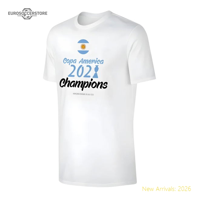 Argentina CA2021 WINNERS t-shirt MESSI, white-Football Jersey Hub