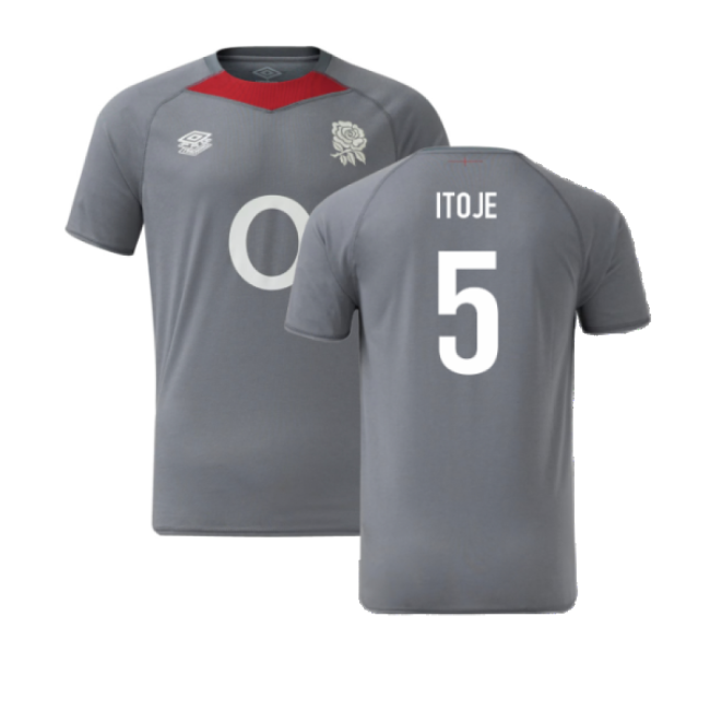 2024-2025 England Rugby Relaxed O2 Training Jersey (Grey) (Itoje 5)-Football Jersey Hub