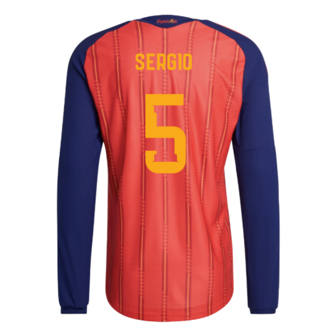 2026-2027 Spain Authentic Long Sleeve Home Shirt (Sergio 5)-Football Jersey Hub