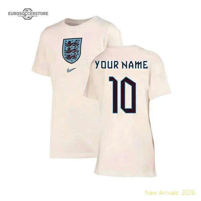 2022-2023 England Crest Tee (White) - Kids (Your Name)-Football Jersey Hub