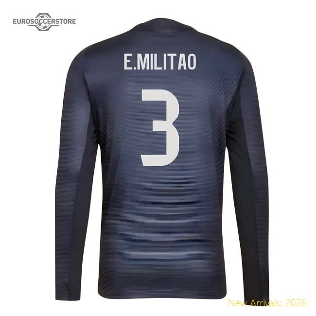 2025-2026 Real Madrid Authentic Long Sleeve Away Shirt (E.Militao 3)-Football Jersey Hub