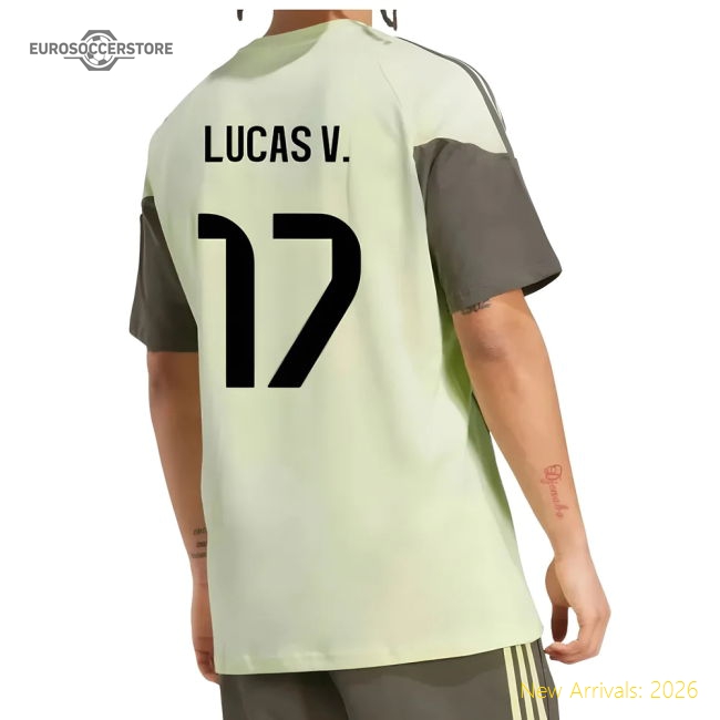 2025-2026 Real Madrid Training Tee (Almost Lime) (Lucas V. 17)-Football Jersey Hub