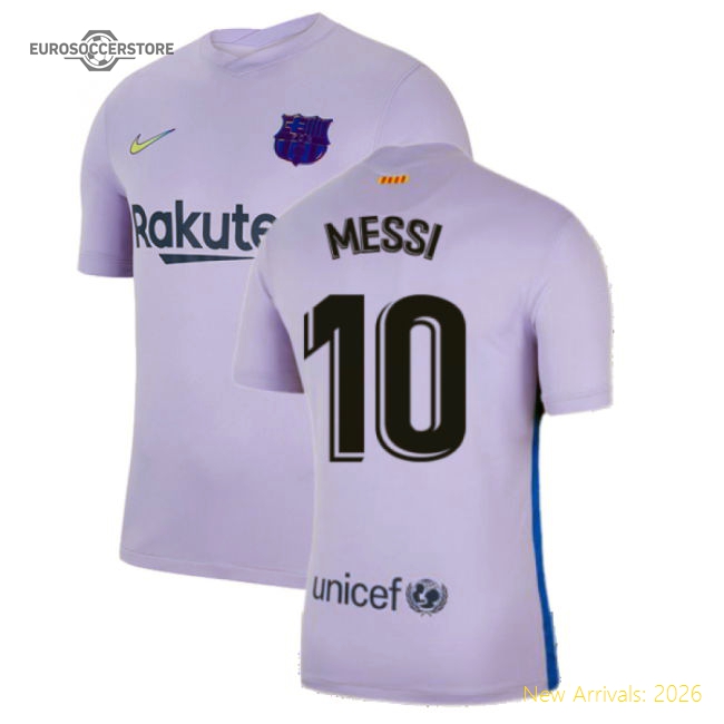 2021-2022 Barcelona Away Shirt (Kids) (MESSI 10)-Football Jersey Hub