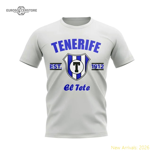Tenerife Established Football T-Shirt (White)-Football Jersey Hub
