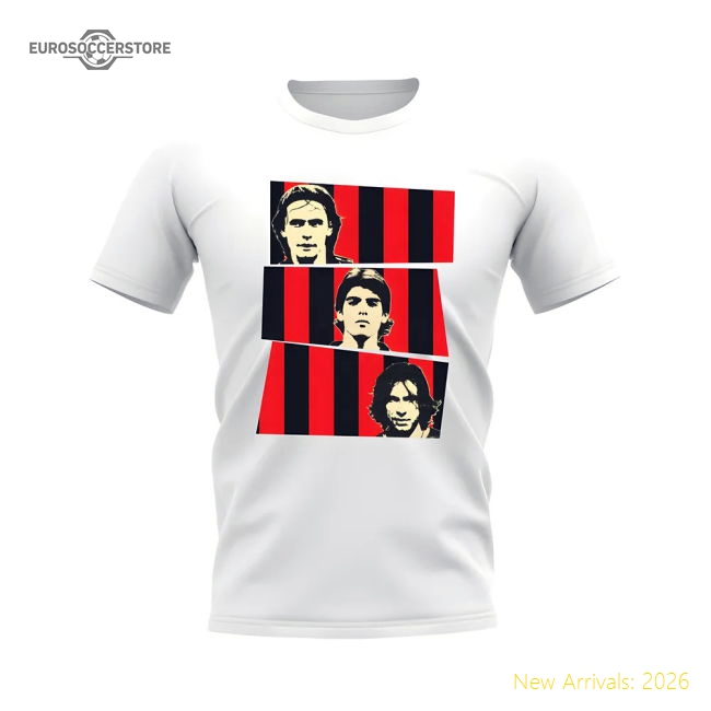Inzaghi Kaka Pirlo AC Milan Trio T-Shirt (White)-Football Jersey Hub