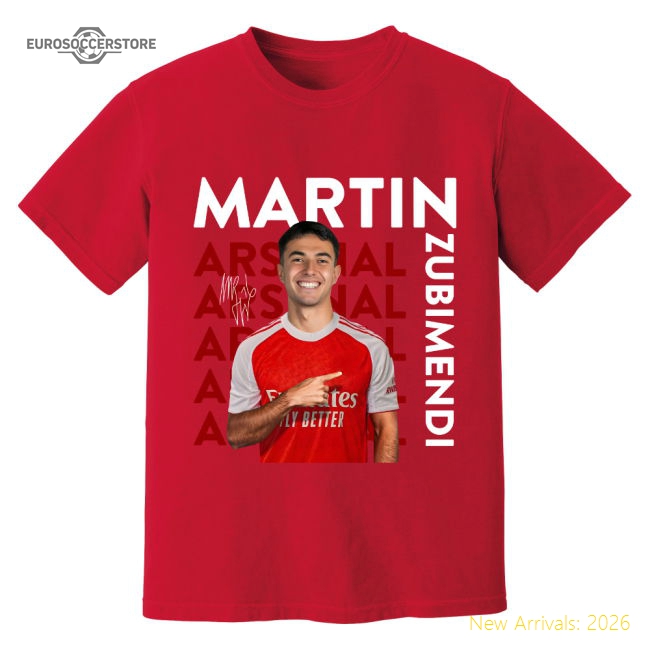 Martin Zubimendi Arsenal New Signing T-Shirt (Red)-Football Jersey Hub