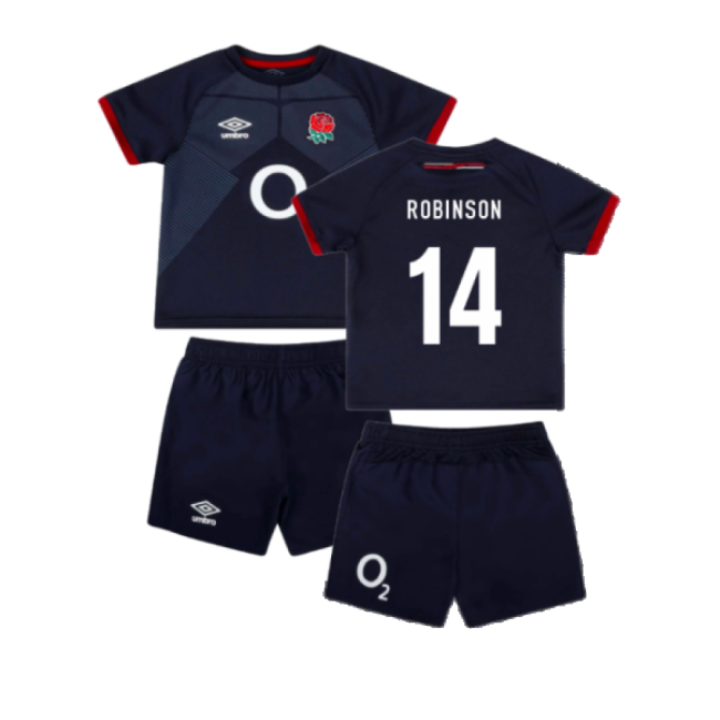 2023-2024 England Rugby Alternate Replica Infant Kit (Robinson 14)-Football Jersey Hub