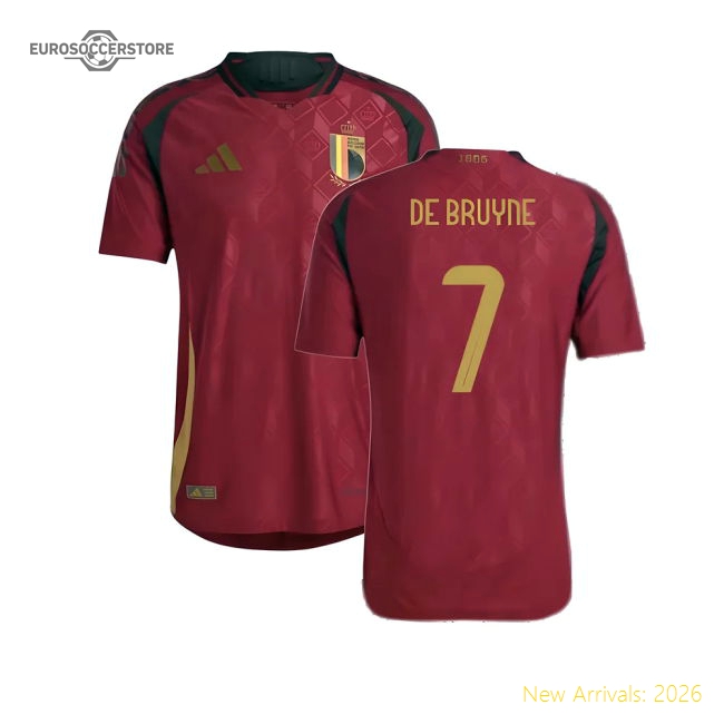 2024-2025 Belgium Authentic Home Shirt (De Bruyne 7)-Football Jersey Hub