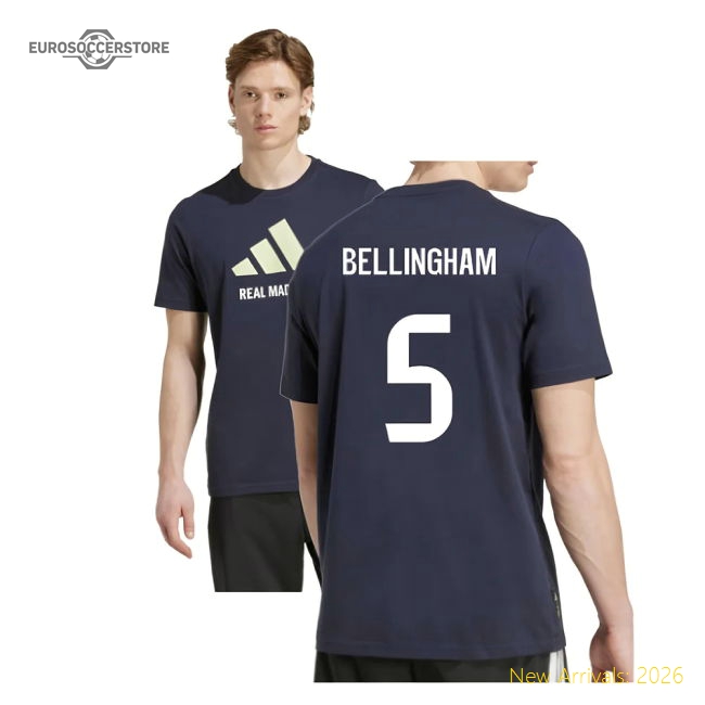 2025-2026 Real Madrid Seasonal Graphic Tee (Legend Ink) (Bellingham 5)-Football Jersey Hub
