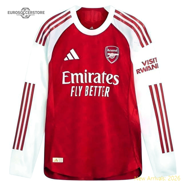 2025-2026 Arsenal Authentic Long Sleeve Home Shirt-Football Jersey Hub