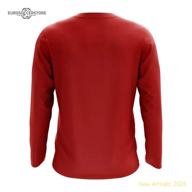 Denmark Core Football Country Long Sleeve T-Shirt (Red)-Football Jersey Hub