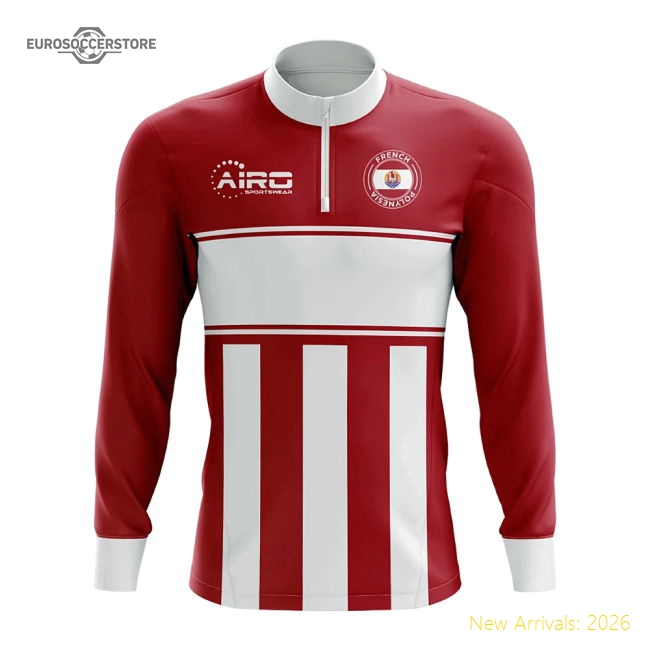 French Polynesia Concept Football Half Zip Midlayer Top (Red-White)-Football Jersey Hub