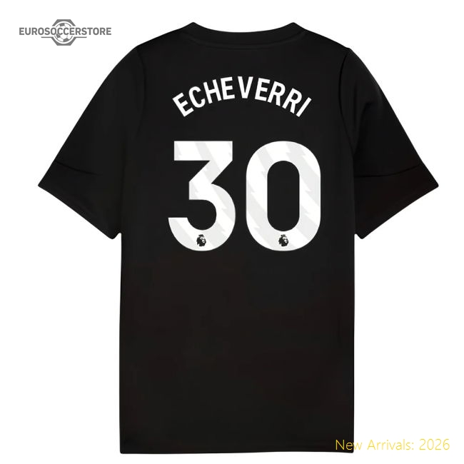 2025-2026 Man City Training Jersey (Black) - Kids (Echeverri 30)-Football Jersey Hub