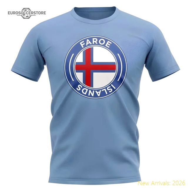 Faroe Islands Football Badge T-Shirt (Sky)-Football Jersey Hub