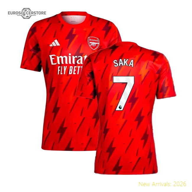 2023-2024 Arsenal Pre-Match Shirt (Red) (Saka 7)-Football Jersey Hub