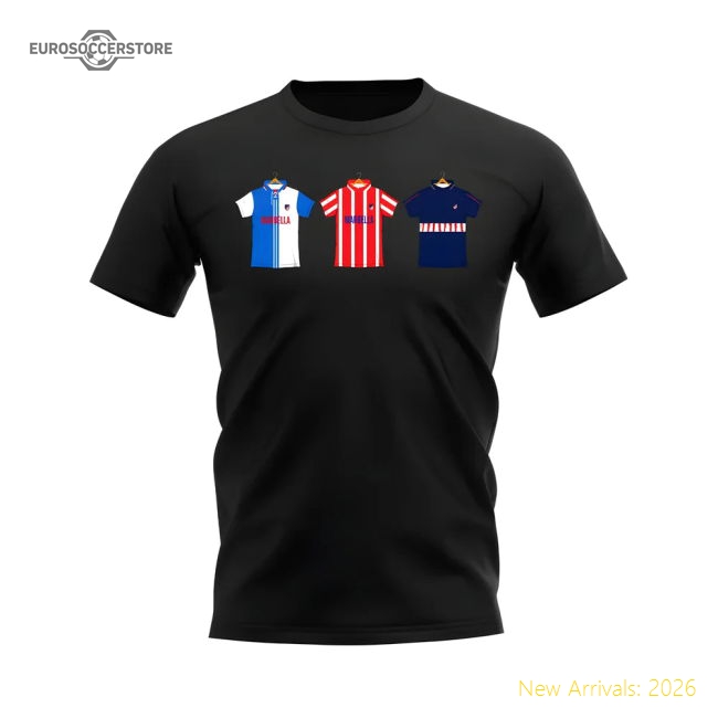 Atletico Madrid 1997-1998 Retro Shirt T-shirt (Black)-Football Jersey Hub