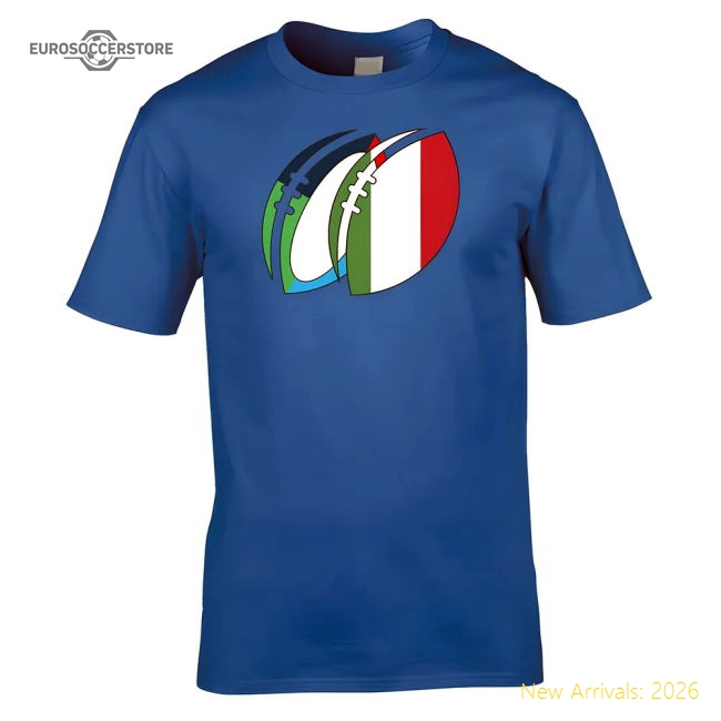 Italy Rugby Ball T-Shirt-Football Jersey Hub