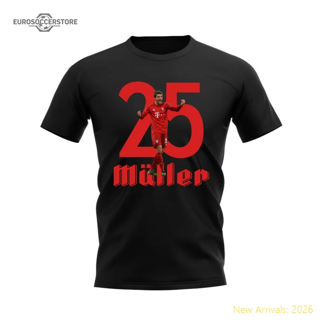 Thomas Muller 25 Bayern Munich T-Shirt (Black)-Football Jersey Hub