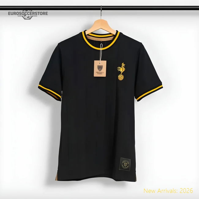 France Cockerel Retro Football Shirt Black-Football Jersey Hub