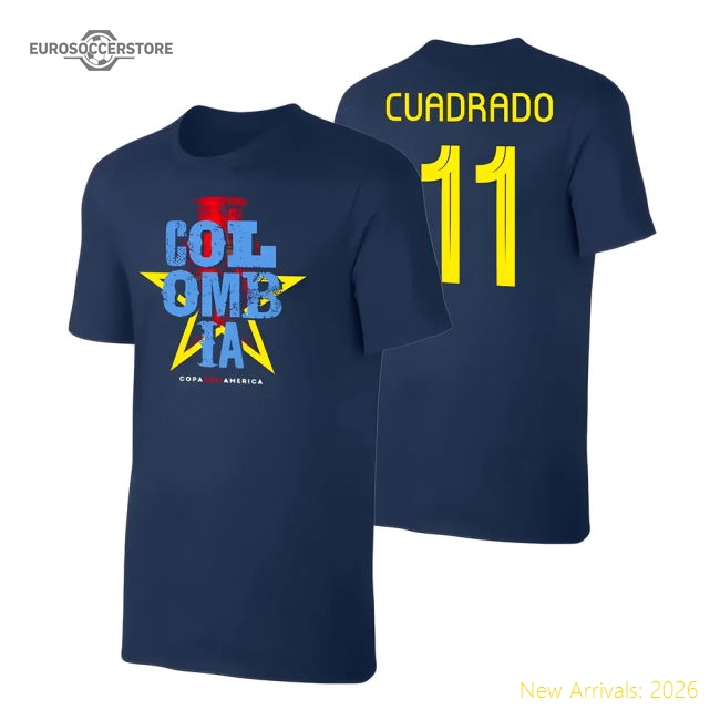 Colombia Qualifiers T-Shirt (Cuadrado 11) Dark Blue-Football Jersey Hub
