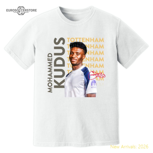 Mohammed Kudus Tottenham New Signing T-Shirt (White)-Football Jersey Hub