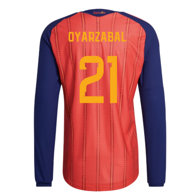 2026-2027 Spain Authentic Long Sleeve Home Shirt (Oyarzabal 21)-Football Jersey Hub