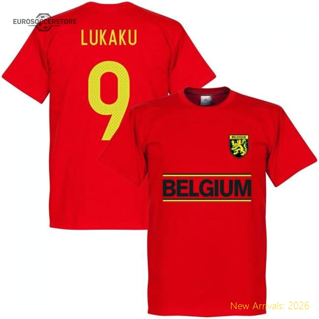 Belgium Romelu Lukaku Team T-Shirt - Red-Football Jersey Hub