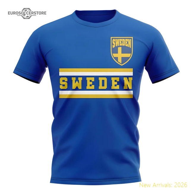 Sweden Core Football Country T-Shirt (Blue)-Football Jersey Hub