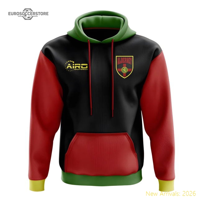 Alderney Concept Core Football Badge Hoodie (Black)-Football Jersey Hub