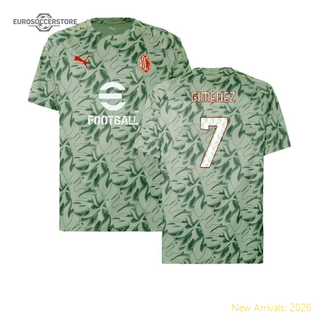 2025-2026 AC Milan Warm Up Jersey (Smokey Gray) (Gimenez 7)-Football Jersey Hub
