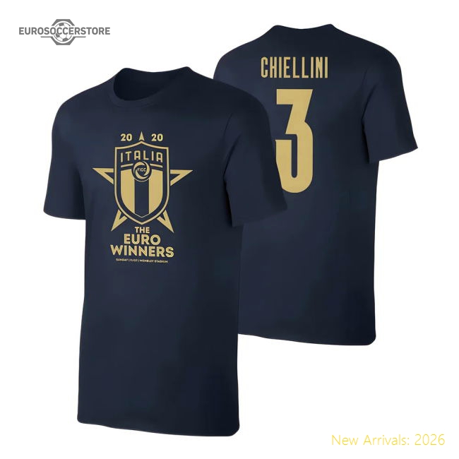 Italy WINNERS Euro 2020 (Chiellini 3) Dark Blue-Football Jersey Hub