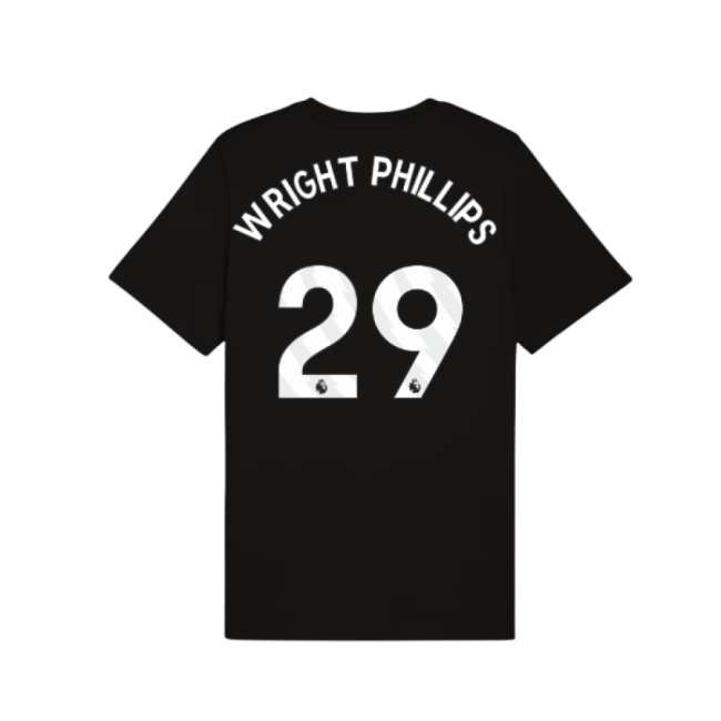 2025-2026 Man City FtblESS Tee (Black) (Wright Phillips 29)-Football Jersey Hub