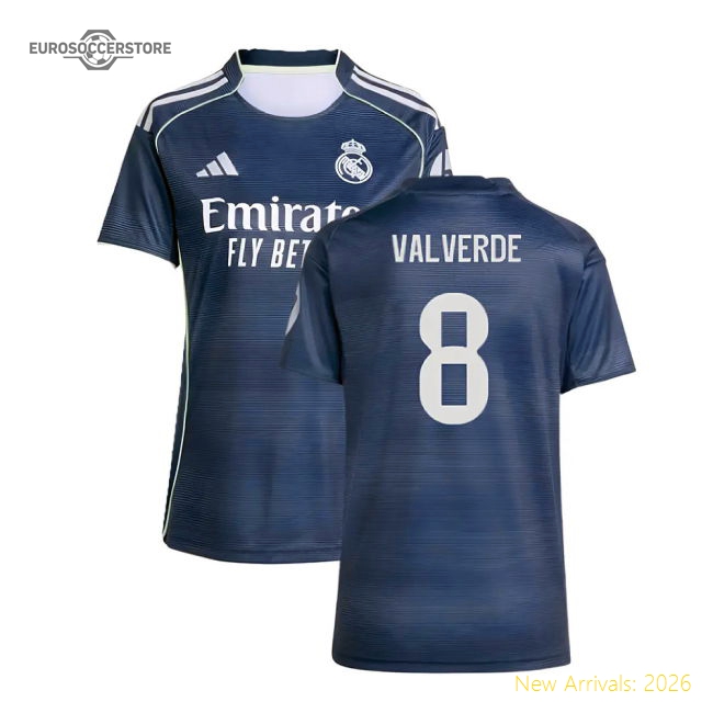 2025-2026 Real Madrid Authentic Away Shirt (Womens) (Valverde 8)-Football Jersey Hub