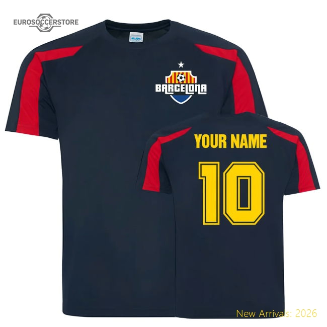 Your Name Barcelona Sports Training Jersey (Navy)-Football Jersey Hub
