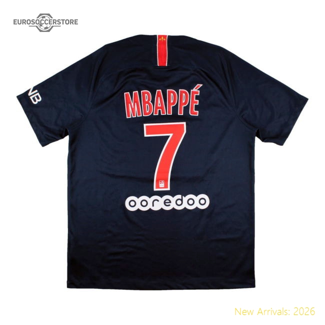 PSG 2018-18 Home Shirt (Mbappe #7) (S) (Very Good)-Football Jersey Hub