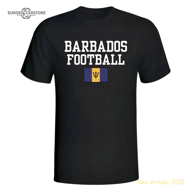 Barbados Football T-Shirt - Black-Football Jersey Hub