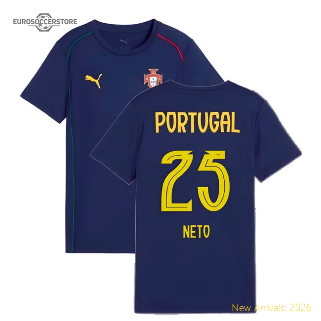 2025-2026 Portugal Casuals Tee (Persian Blue) - Kids (Neto 25)-Football Jersey Hub
