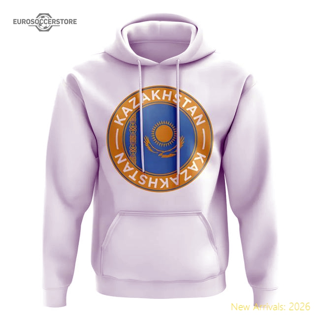 Kazakhstan Football Badge Hoodie (White)-Football Jersey Hub