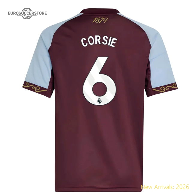 2025-2026 Aston Villa Home Shirt (Kids) (Corsie 6)-Football Jersey Hub