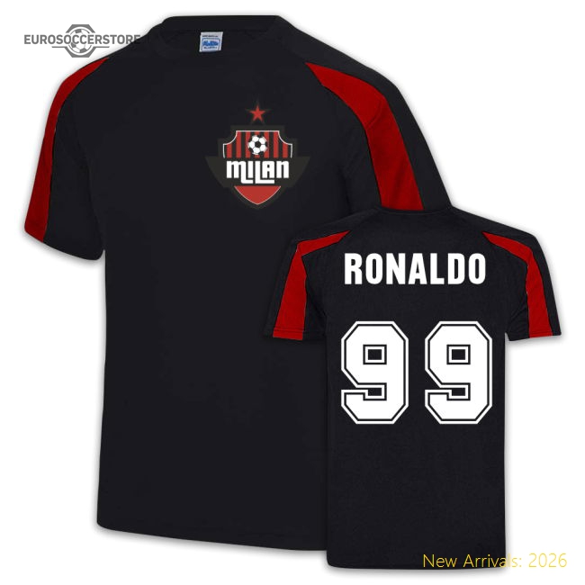 Ronaldo AC Milan Sport Training Jersey (Black)-Football Jersey Hub